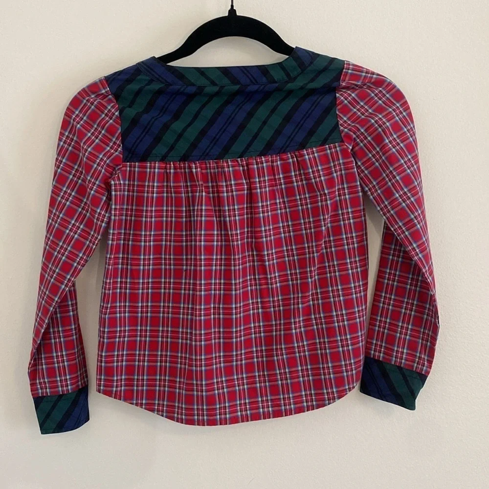 Vineyard Vines Holiday Plaid Kids Cotton Button Down Blouse girls size XS (5-6)